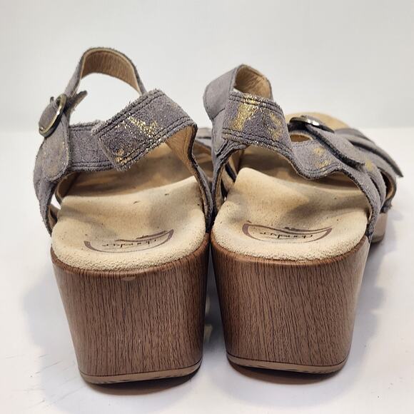 Dansko Season Stone Gray Metallic Leather Sandals Size 42 US 11.5 Comfort Shoes - Picture 6 of 8